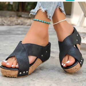 Women’s Studded Black Sandals